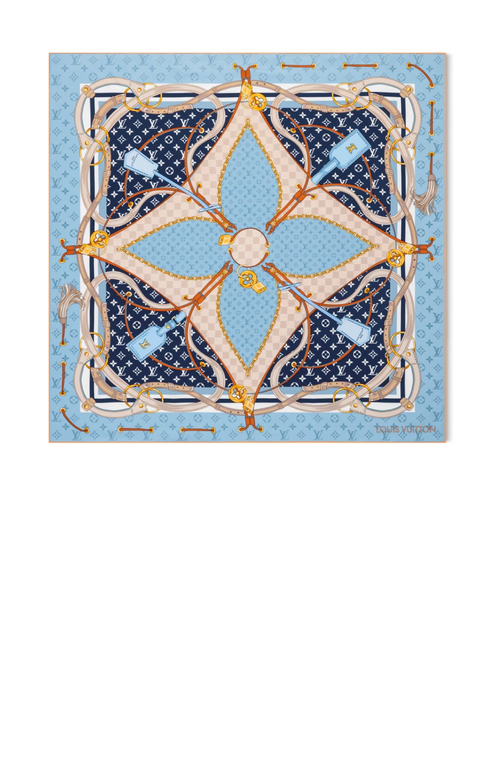 루이비통 비통 플라워 앤드 스트랩 스퀘어 90 M96123