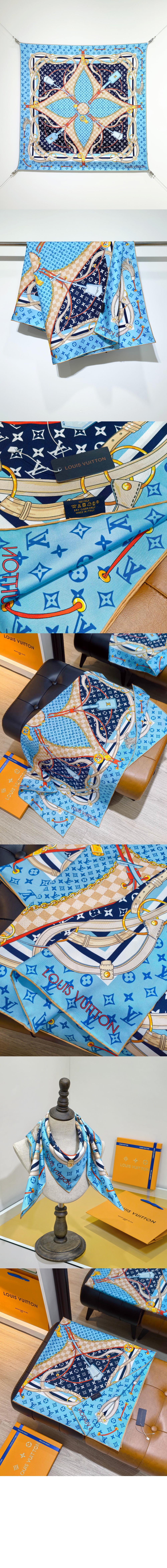 루이비통 비통 플라워 앤드 스트랩 스퀘어 90 M96123