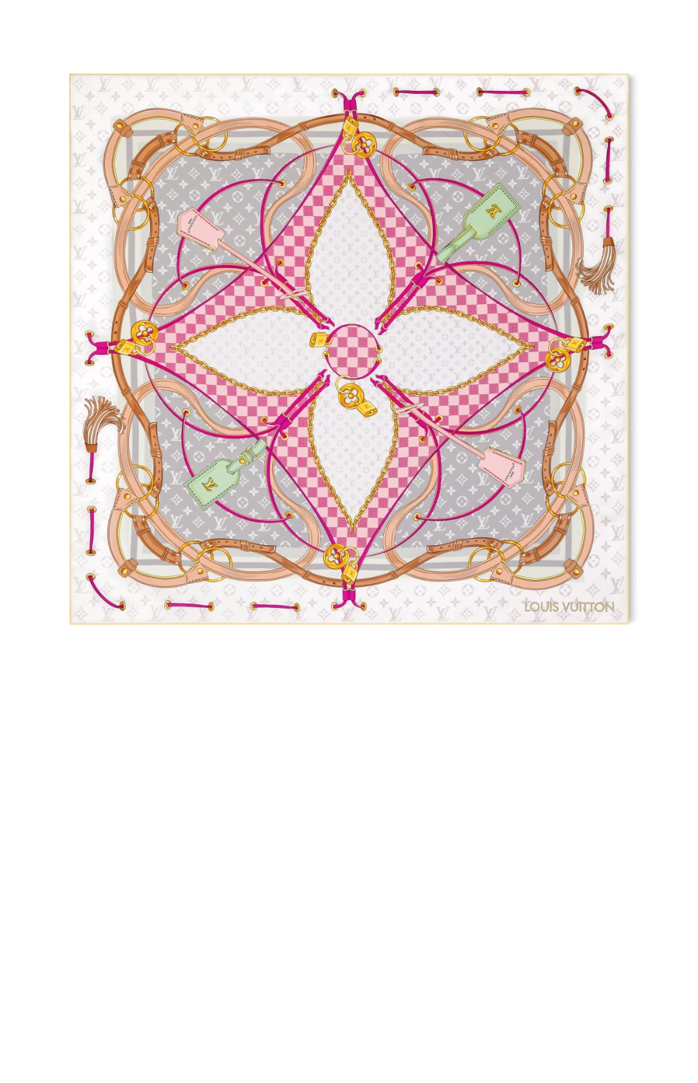 루이비통 플라워 앤드 스트랩 스퀘어 90