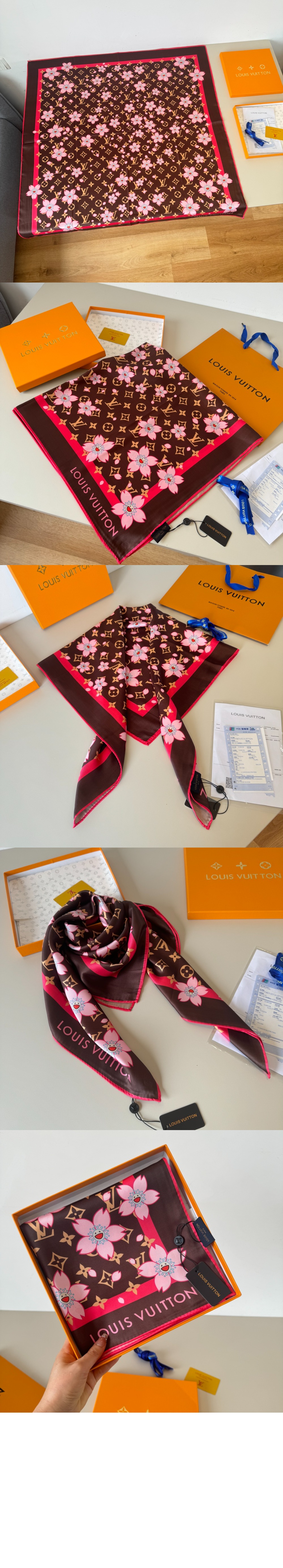 루이비통 LV x TM 모노그램 체리 블라썸 스퀘어 90 M96102