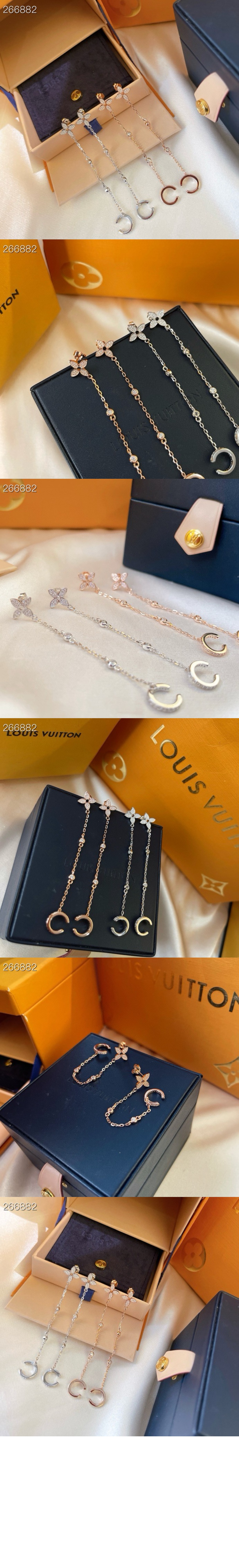 루이비통 이딜 블라썸 모노 체인 귀걸이 Q96836