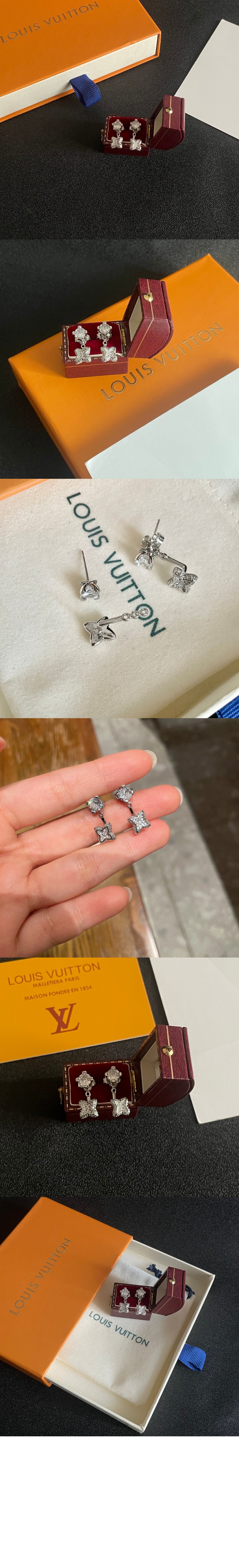 루이비통 다이아몬드 더블 스터드 귀걸이 Q06407