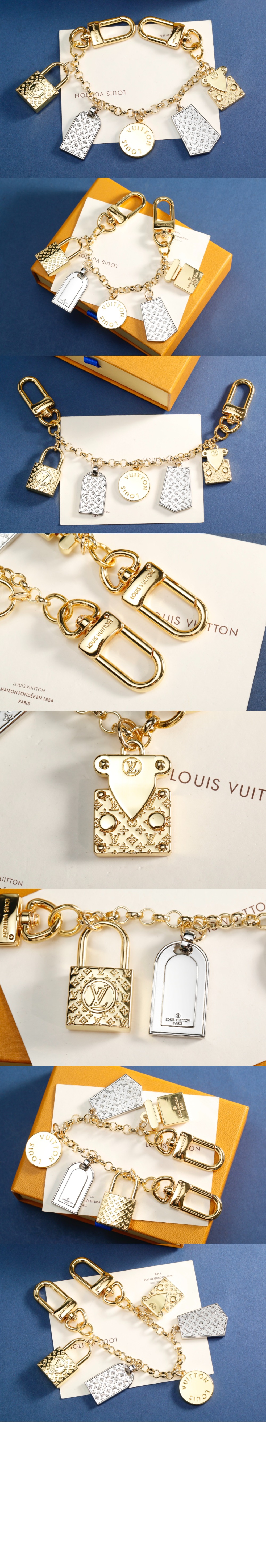 루이비통 체인 나노그램 아이콘 키 홀더 M01314