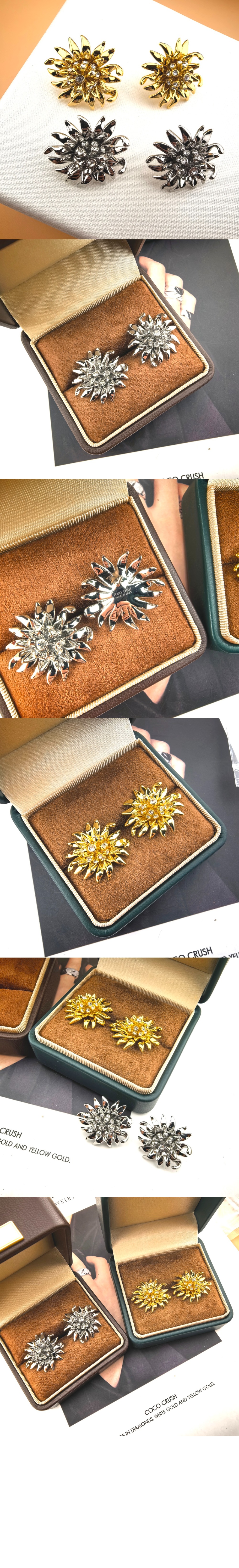 미우미우 크리스털 장식 메탈 이어링 5IO168