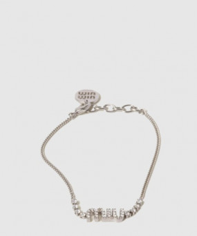 미우미우 크리스털 장식 메탈 브레이슬릿 5IB454