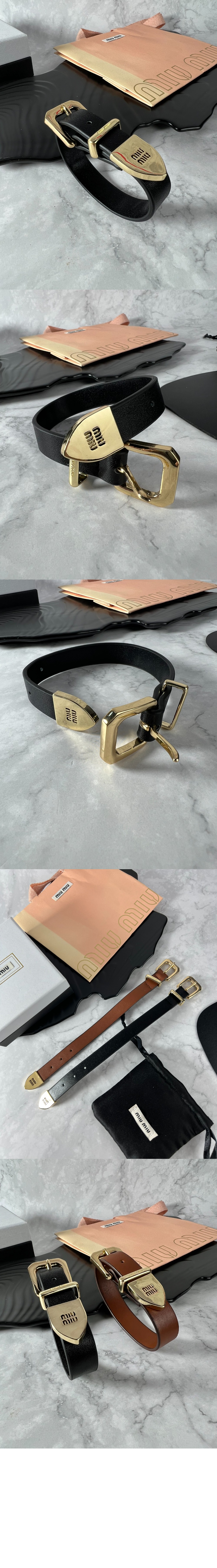 미우미우 버클 장식 가죽 팔찌 5IB654