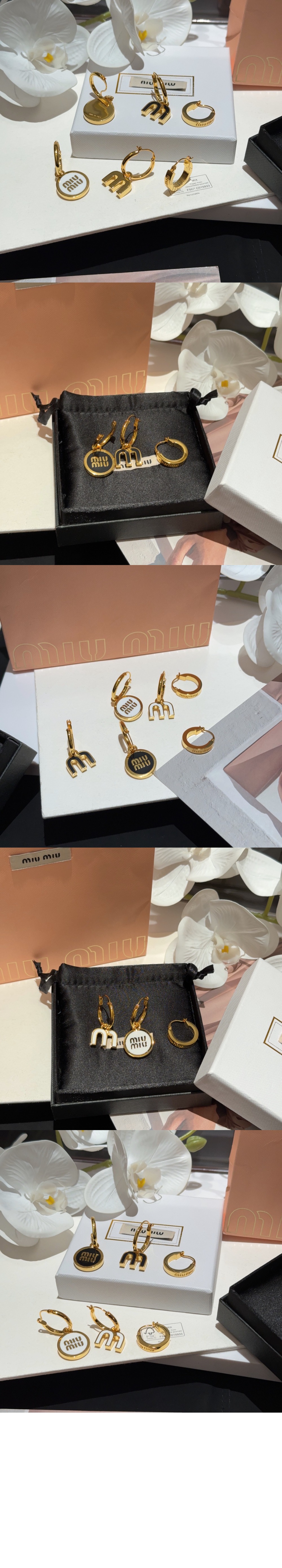 미우미우 에나멜 메탈 이어링 세트 5IO102