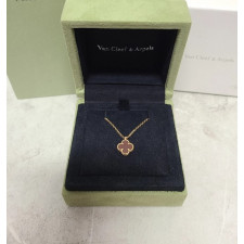 반클리프 알함브라 커넬리언 스위트 사이즈 목걸이 로즈골드 버건디