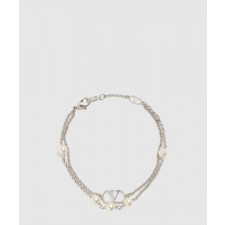 발렌티노 펄 장식 브이로고 시그니처 메탈 브레이슬릿