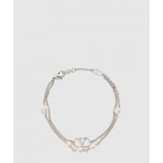 발렌티노 펄 장식 브이로고 시그니처 메탈 브레이슬릿