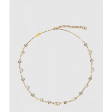 발렌티노 크리스털 장식 브이로고 시그니처 메탈 네크리스