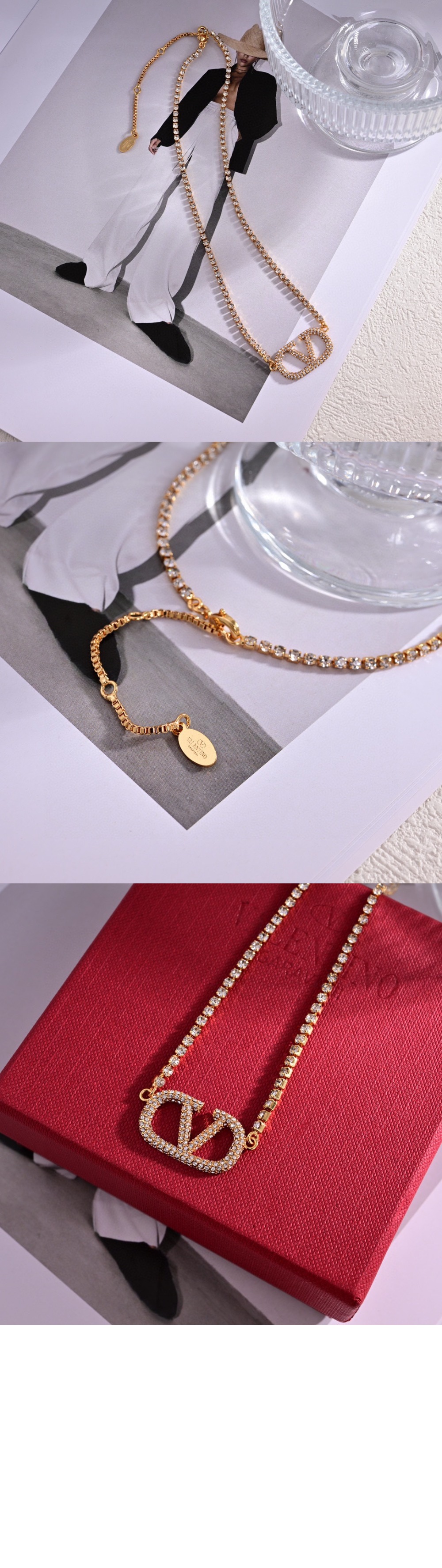 발렌티노 크리스털 네크리스