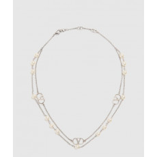 발렌티노 진주 장식 브이로고 시그니처 메탈 네크리스