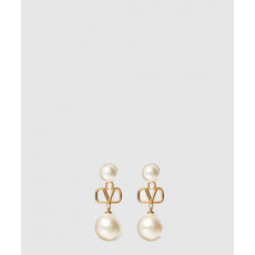 발렌티노 크리스털 장식 브이로고 시그니처 이어링