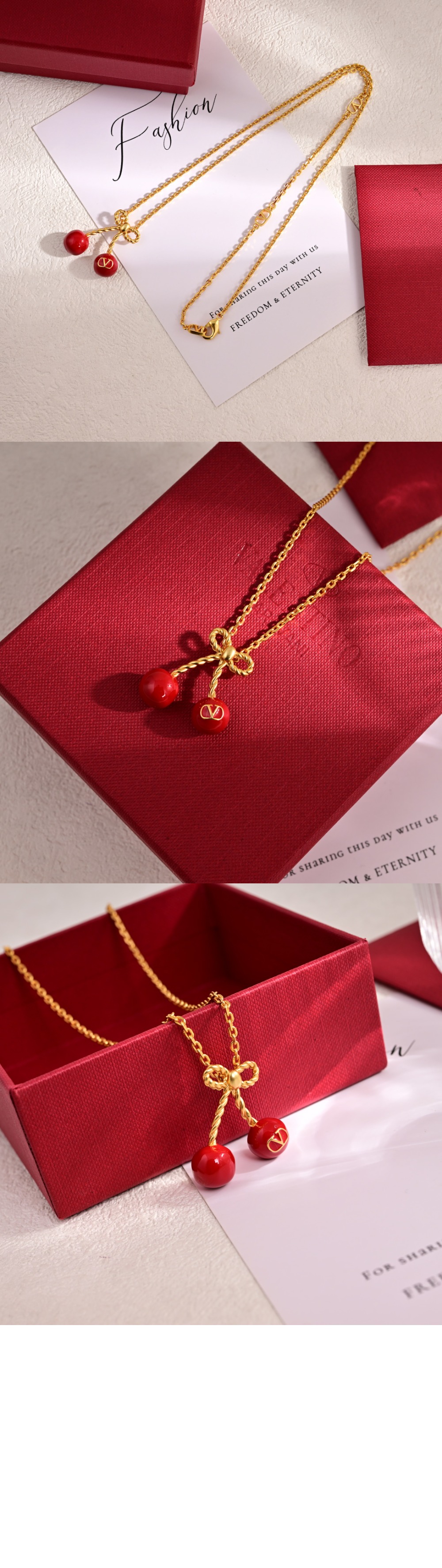 발렌티노 체리픽 메탈 & 에나멜 네크리스 6W0J0Z