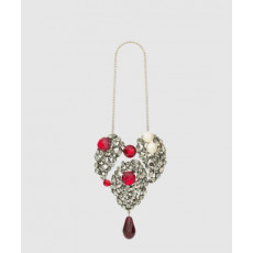 생로랑 메탈 소재의 크리스탈 하트 네크리 806498