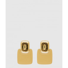 생로랑 레진과 메탈 소재의 카보숑 스퀘어 이어링 800770