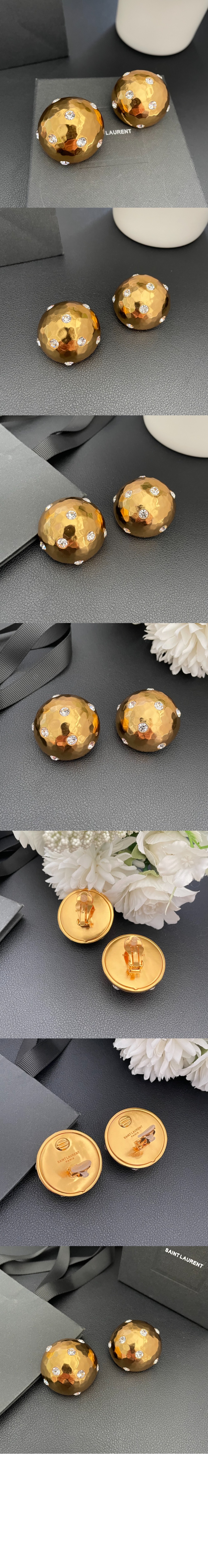 생로랑 반원형 크리스탈 귀걸이 763146