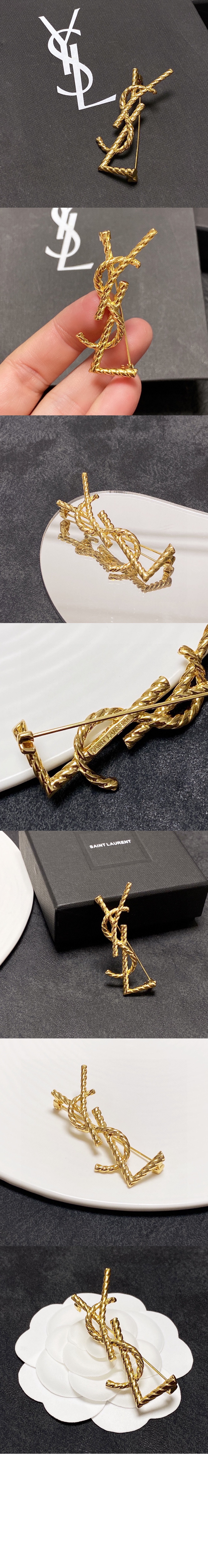 생로랑 메탈 소재의 CASSANDRE YSL 브로치 652410