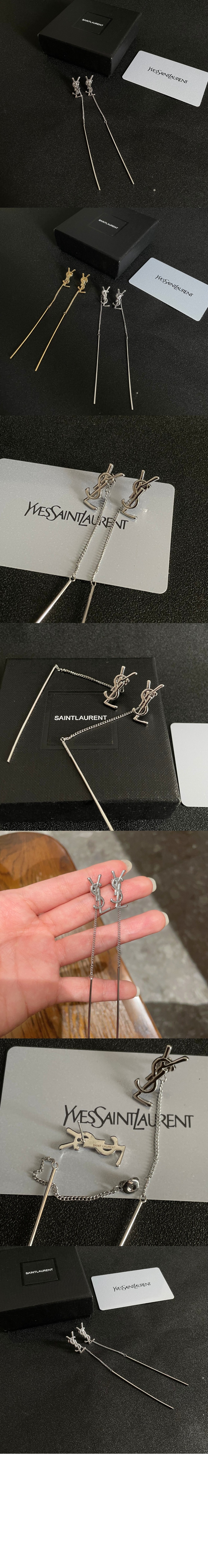 생로랑 메탈 소재의 CASSANDRE 스레더 이어링 618031