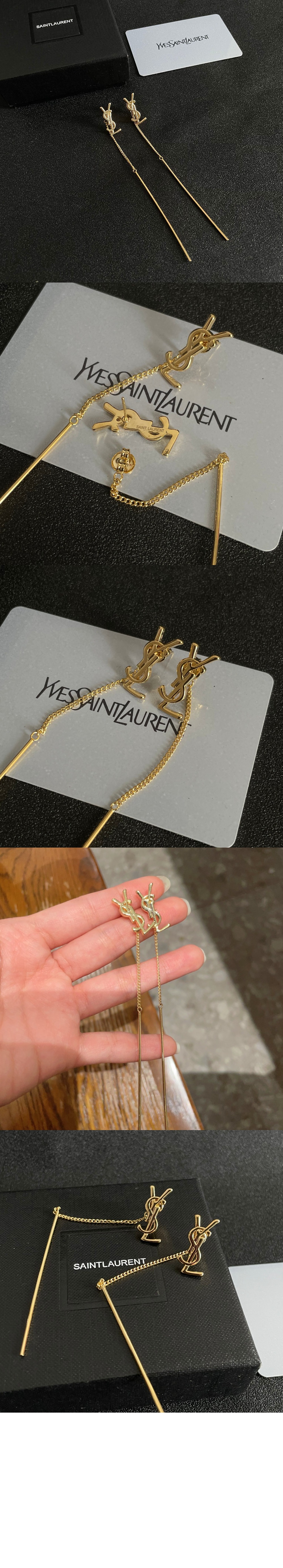 생로랑 메탈 소재의 CASSANDRE 스레더 이어링 618031