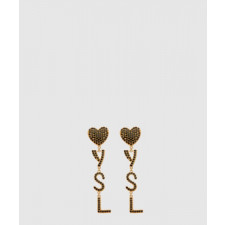 생로랑 메탈 및 크리스탈 소재의 Opyum 하트 이어링 584228