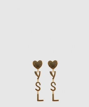 생로랑 메탈 및 크리스탈 소재의 Opyum 하트 이어링 584228