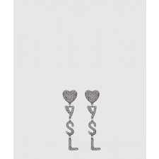 생로랑 메탈 및 크리스탈 소재의 Opyum 하트 이어링 584228