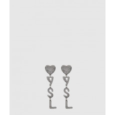 생로랑 메탈 및 크리스탈 소재의 Opyum 하트 이어링 584228