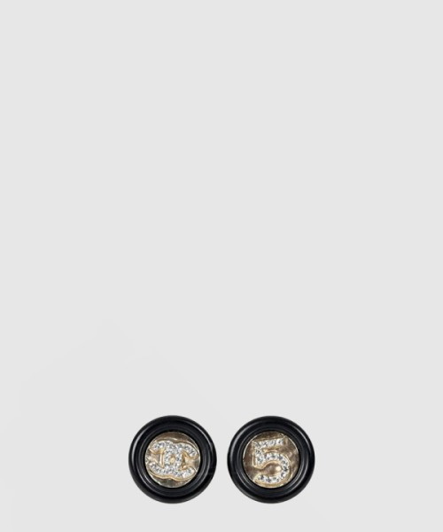 샤넬 라운드 블랙 이어링 AB6225