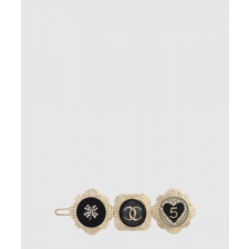 샤넬 심볼릭 헤어핀 블랙 샴페인골드 AB6696