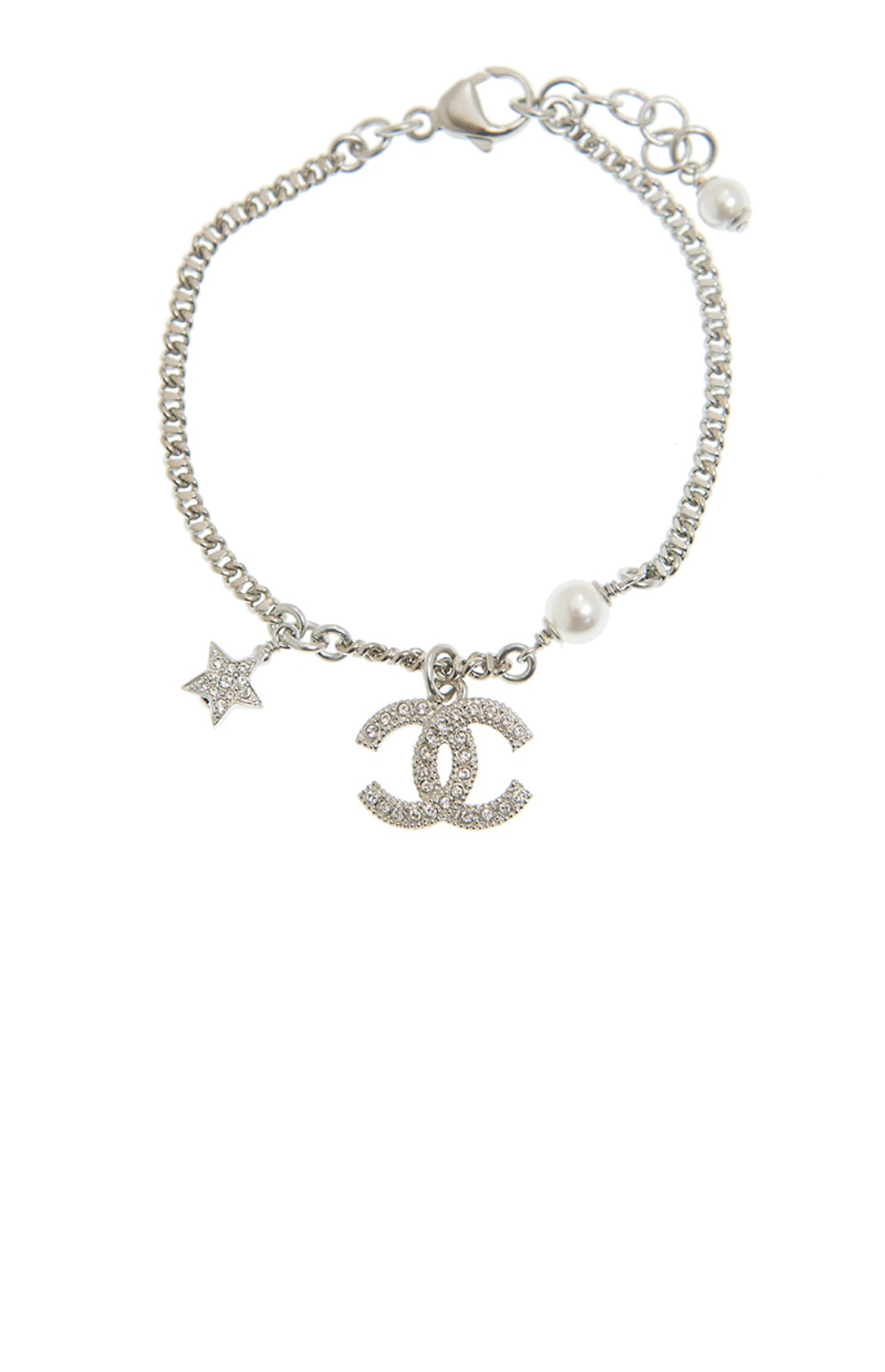 샤넬 CC 스타 실버 크리스탈 브레이슬릿 AB3556