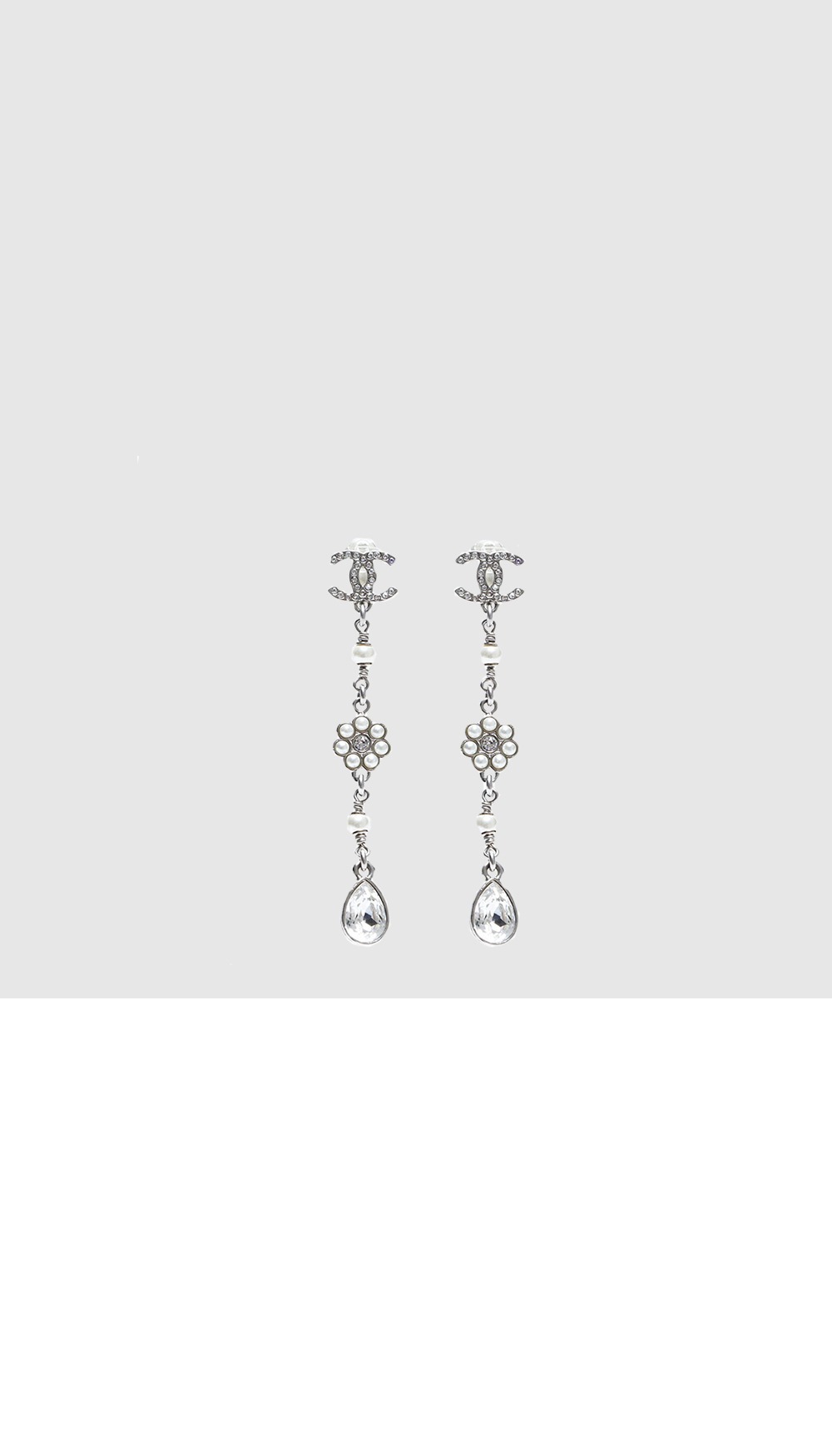 샤넬 꽃 진주 귀걸이 AB7137