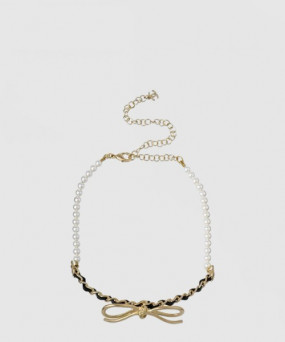 샤넬 리본 가죽 스커트 초커 AB8496