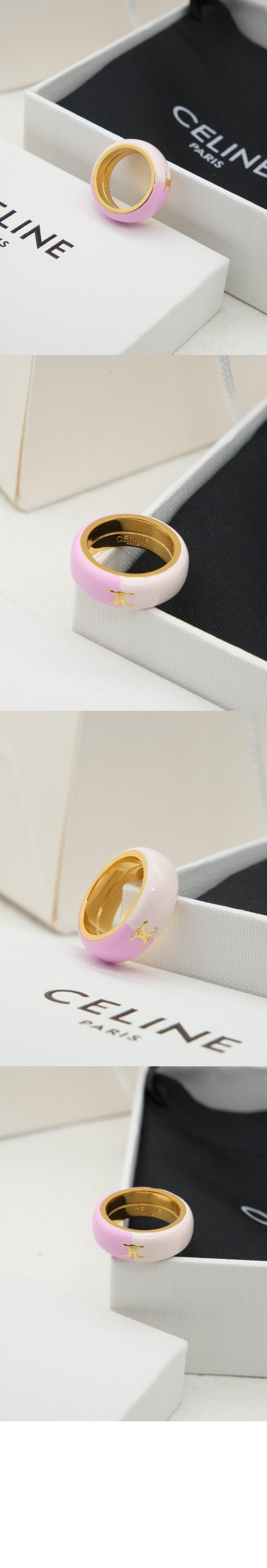 셀린느 레진과 골드 장식 신주 반지 461VC6