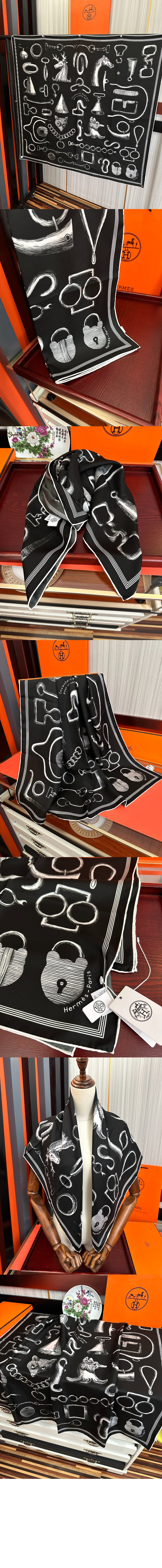 에르메스 IInventaire Poetique pour un Conte Sellier 스카프 90