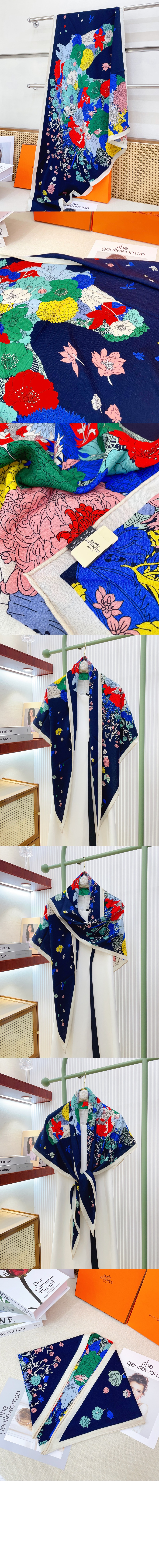 에르메스 Gentle Floral Cloak 자이언트 트라이앵글