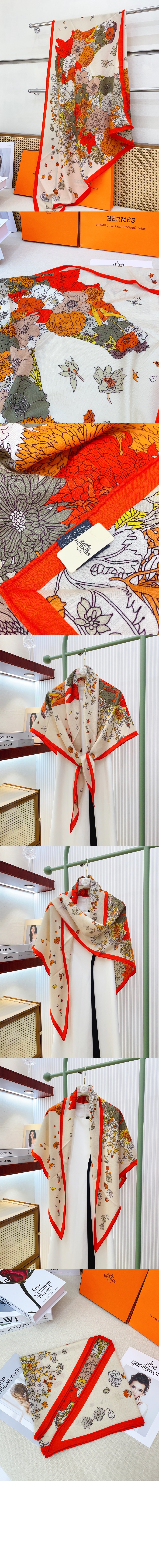 에르메스 Gentle Floral Cloak 자이언트 트라이앵글