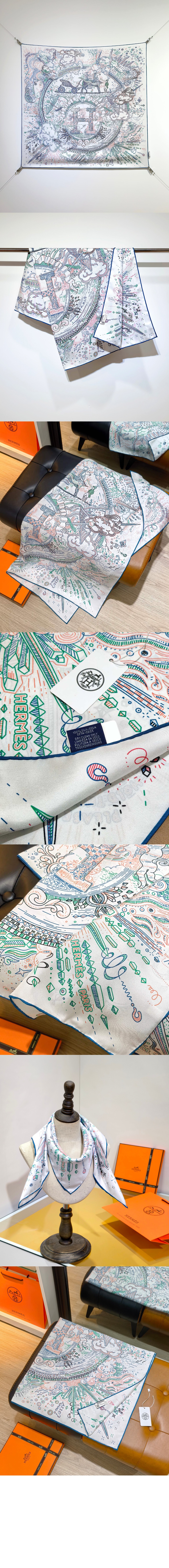 에르메스 Please Hold The Line 스카프 90