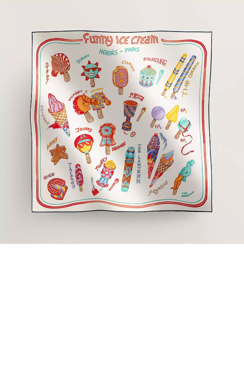 에르메스 Funny Ice Cream 스카프 90