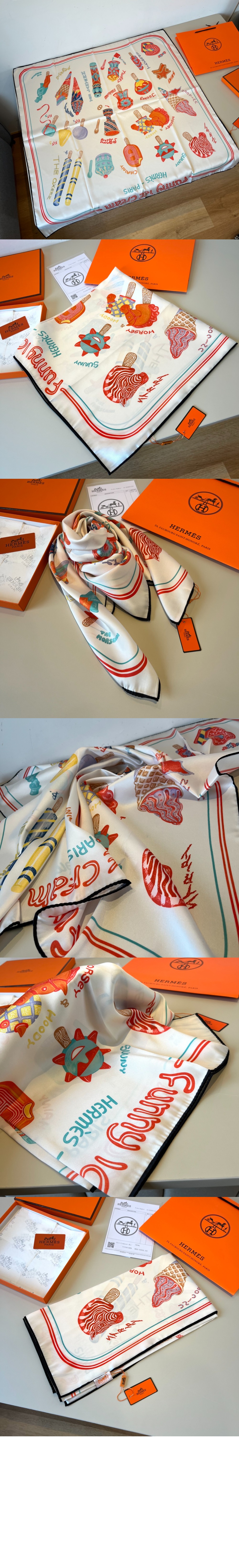 에르메스 Funny Ice Cream 스카프 90