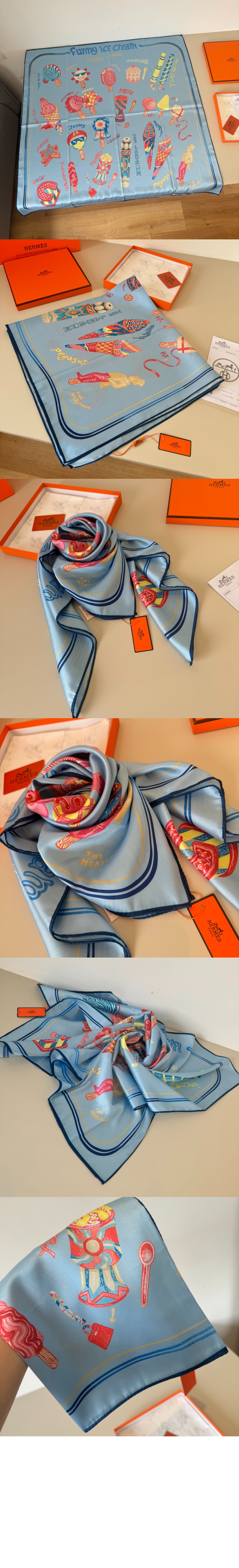 에르메스 Funny Ice Cream 스카프 90