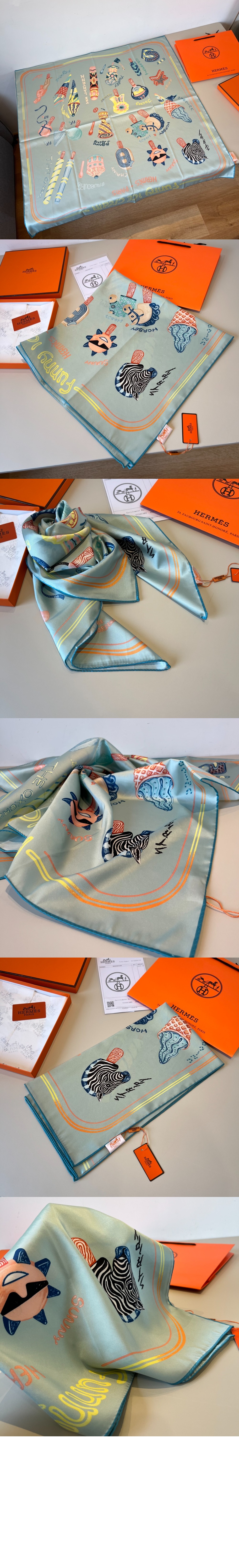 에르메스 Funny Ice Cream 스카프 90