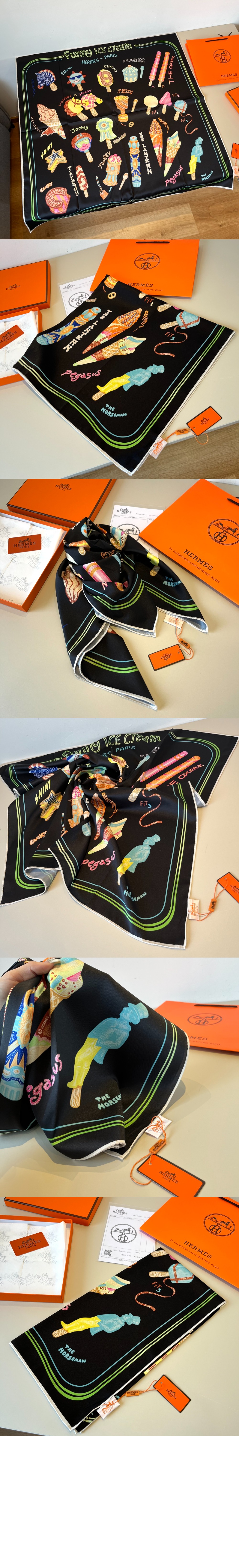 에르메스 Funny Ice Cream 스카프 90