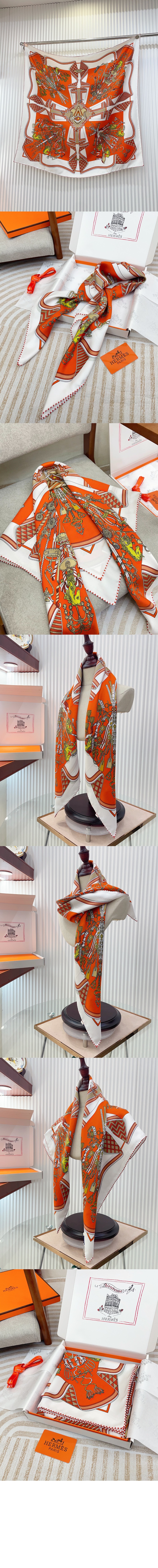 에르메스 Bouquets Sellier 스카프 90