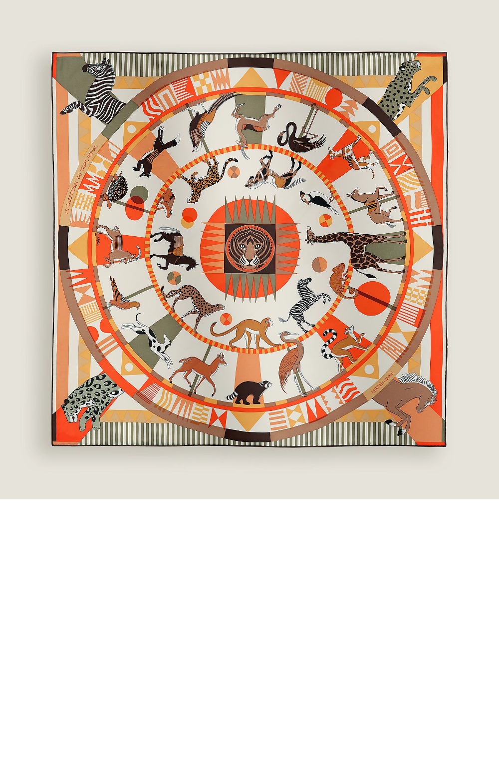 에르메스 Le Carrousel du Tigre Royal 스카프 90