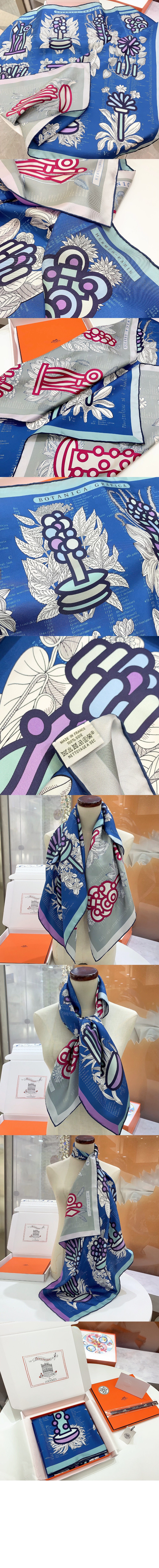 에르메스 otanica Grafica 더블 페이스 스카프 90