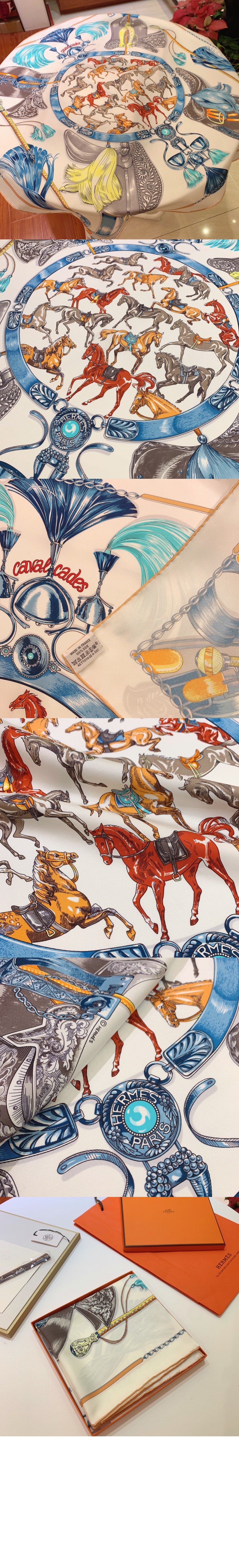 에르메스 Cavalcades 스카프 90