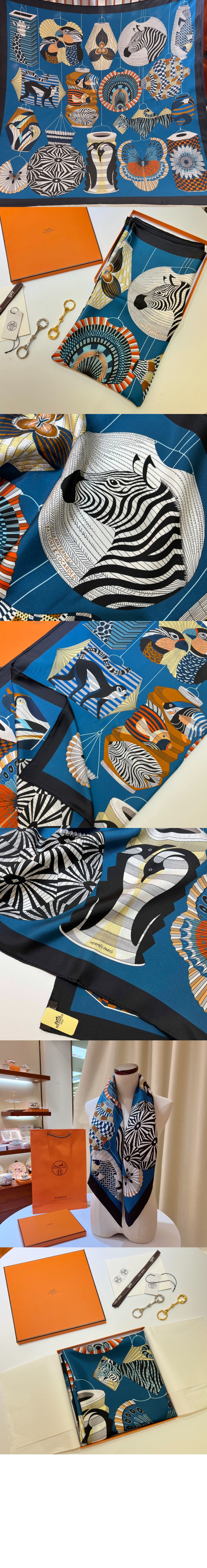 에르메스 Lanternes, Ballons et Cocardes 스카프 90