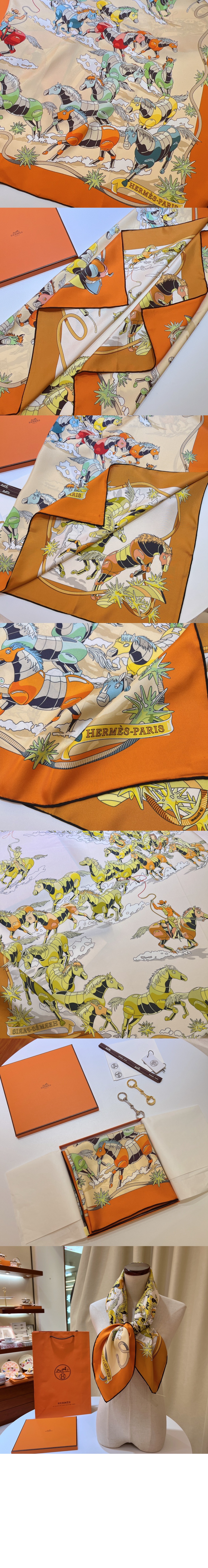 에르메스 Les Mustangs II double face 스카프 90